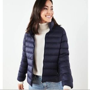 DESIGN LAB Lightweight Hooded Down
Quilted Puffer Jacket, Navy